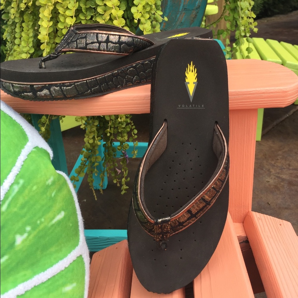 Volatile Snake Skin Print Flip Flops